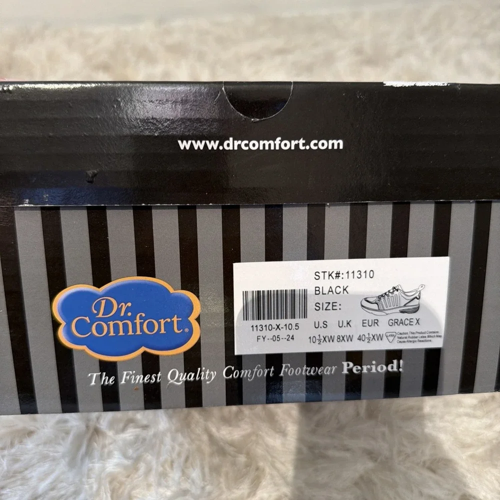 Dr. Comfort Grace Women's Athletic Black Shoes #11310 Size 10.5 XW Comfort Arch